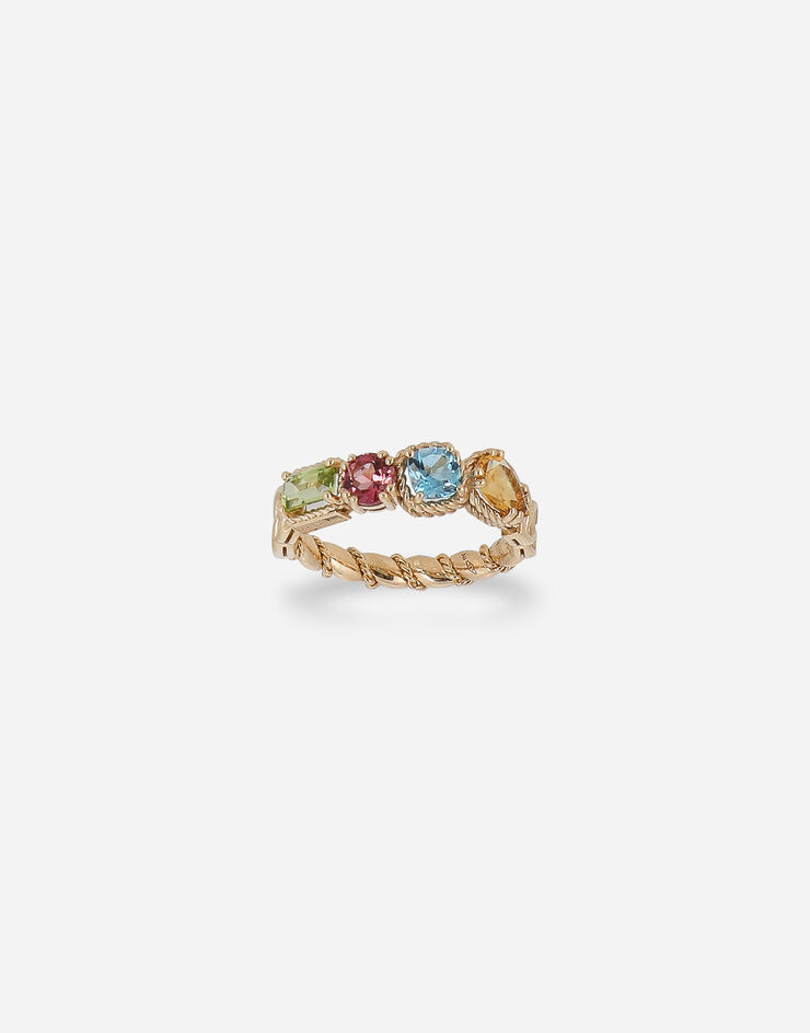 Dolce & Gabbana 18 kt yellow gold ring with multicolor fine gemstones Yellow Gold WRQR4GWMIX1