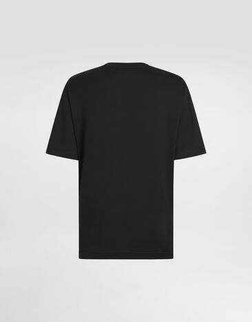 Dolce & Gabbana Cotton T-shirt with logo embroidery Black G8PN9ZG7NWN