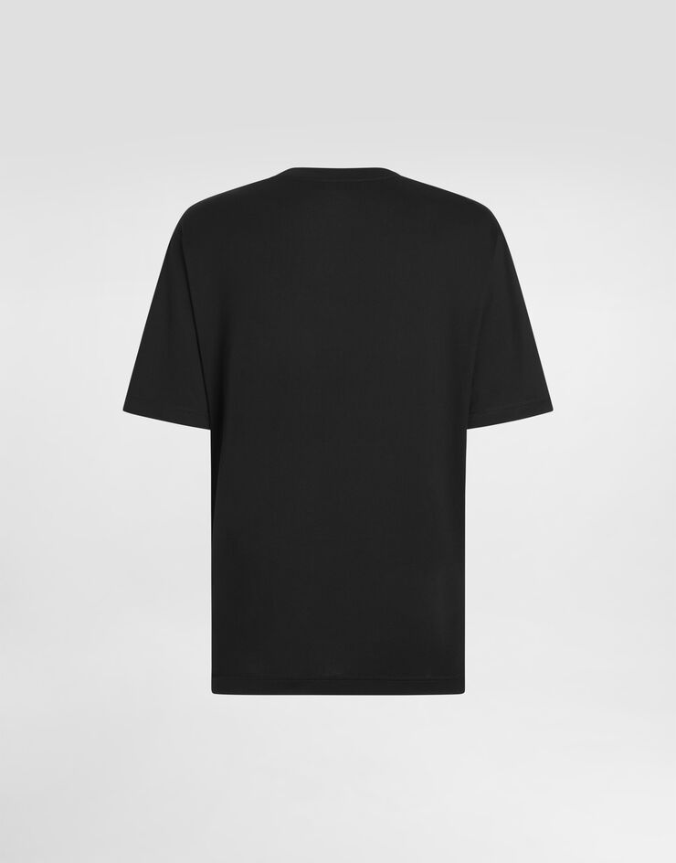 Dolce & Gabbana Cotton T-shirt with logo embroidery Black G8PN9ZG7NWN