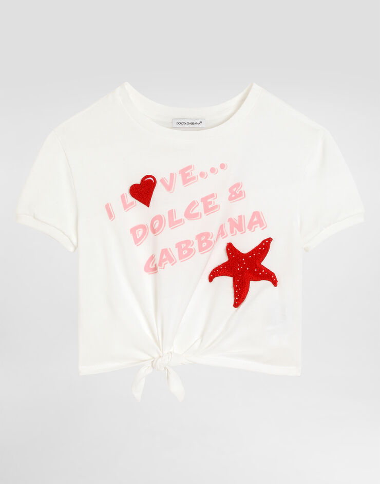 Dolce & Gabbana Jersey t-shirt with print and terry patch Dolce & Gabbana Jersey t-shirt with print and terry patch White L5JTQFG7PWF