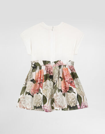 Dolce & Gabbana Hydrangea-print jersey and poplin dress Multicolor L2JDAUG7PQP