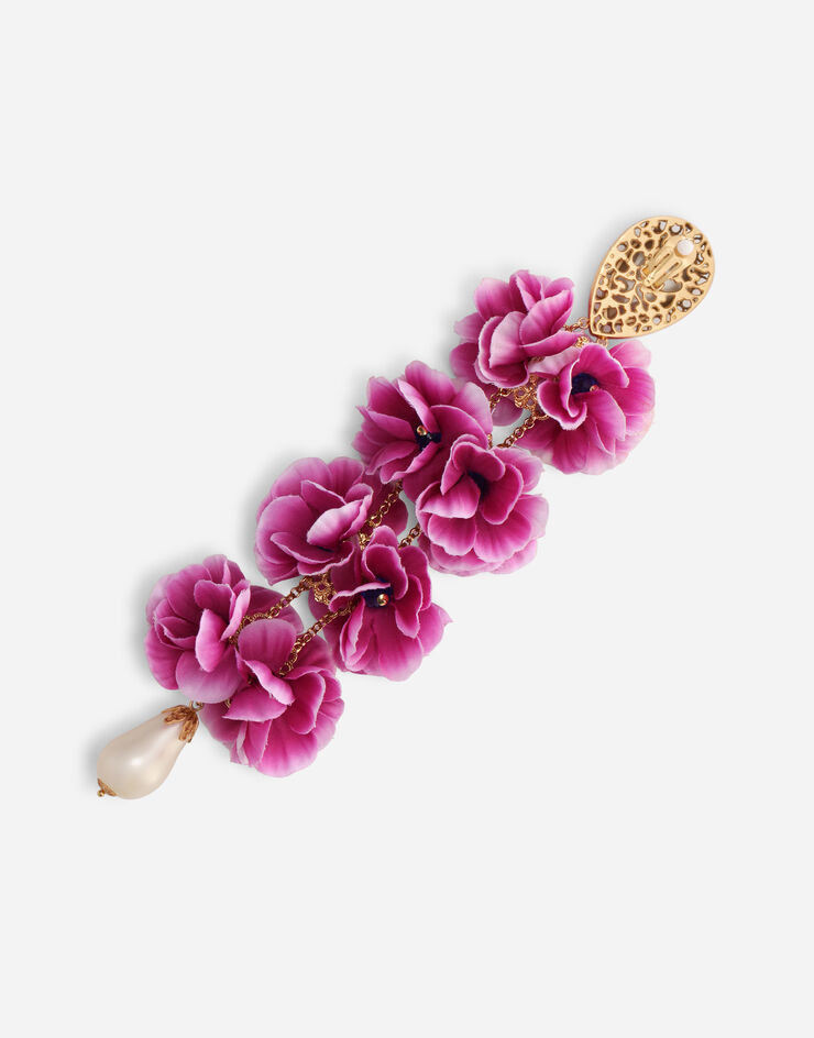 Dolce & Gabbana Drop earrings with rhinestone and fabric flowers MULTICOLOR WEN4F6W1111