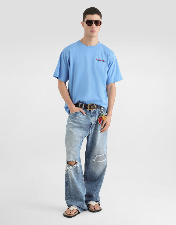 Dolce & Gabbana Футболка из хлопка с логотипом Azure G8PN9ZG7Q1W