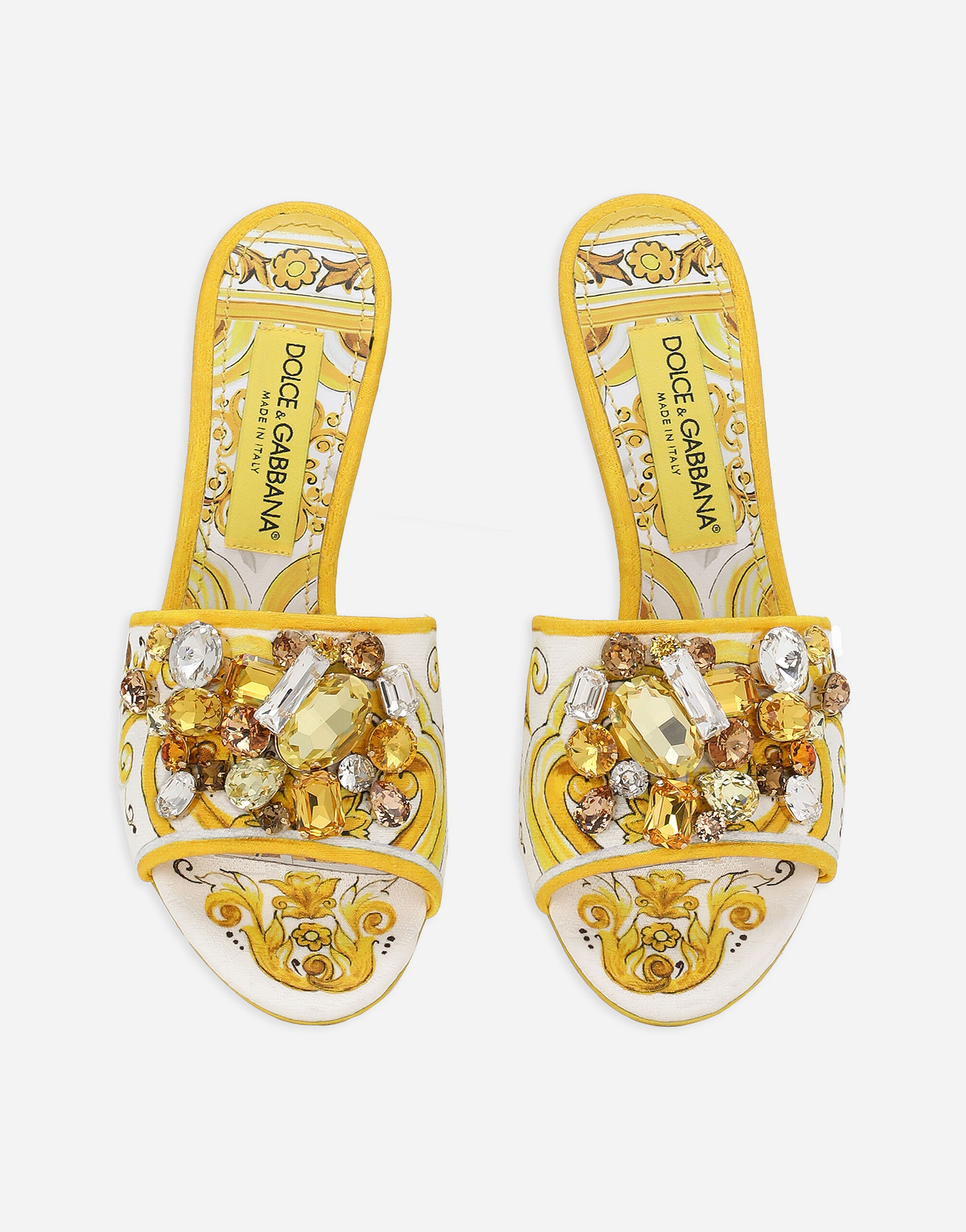 【福袋セール】 mules brocade Majolica-print with for Yellow in embroidery 靴