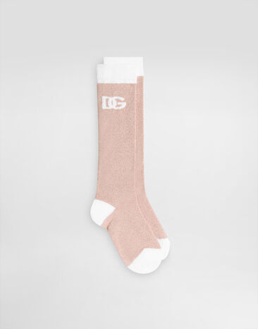 Dolce & Gabbana Knit socks with DG logo Blue LBKAG2JBCF8