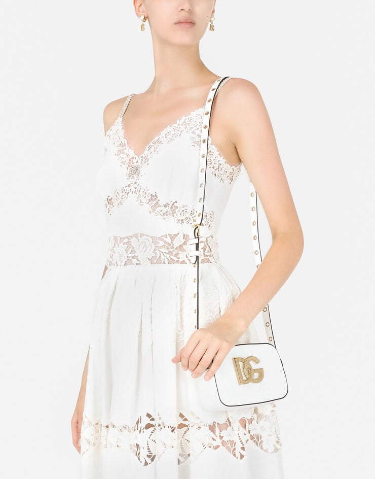 Dolce & Gabbana حقيبة كروس بودي 3.5 من جلد عجل أبيض BB7095AW576