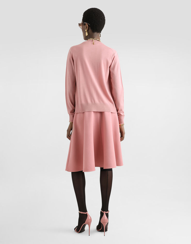Dolce & Gabbana Woolen midi circle skirt Pink F4C02TFU2L8