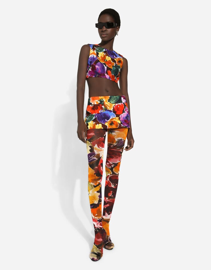 Dolce & Gabbana Minirock aus Brokat mit abstraktem Blumenprint Print F4CSNTFSTBJ