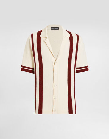 Dolce & Gabbana Cotton knit polo-shirt with inlaid stripe Multicolor GXZ64TJFMMS