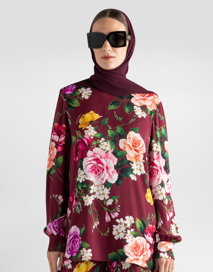 Dolce & Gabbana Rose-print charmeuse top Multicolor I7S39WFSA77