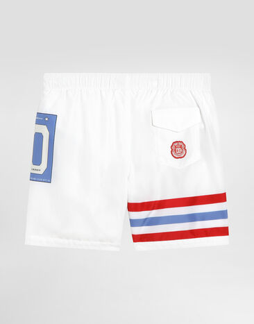 Dolce & Gabbana Medium nylon swim shorts with striped print Multicolor L4J818ON0CP