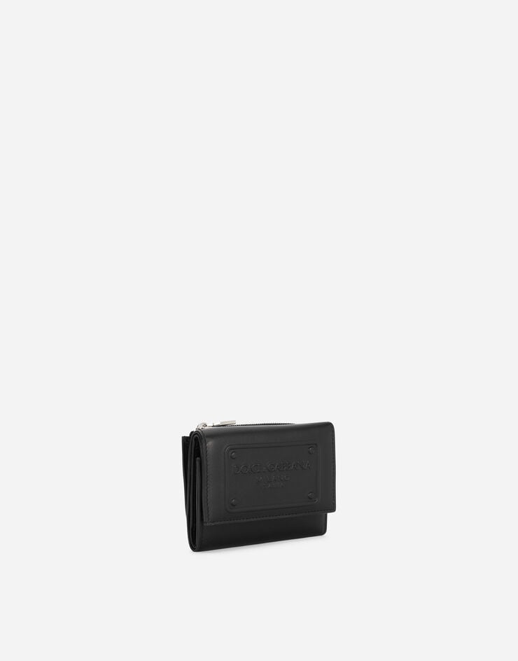 Dolce&Gabbana Calfskin French flap wallet with raised logo Black BP3271AG218