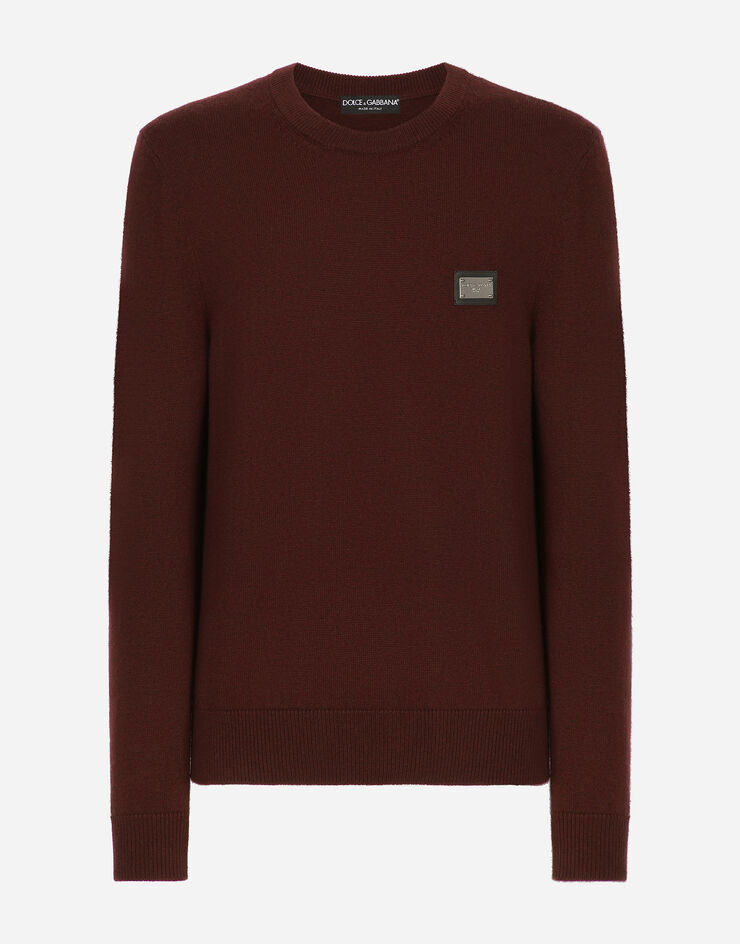 Dolce & Gabbana Wool and cashmere round-neck sweater Bordeaux GXO39TJEMQ4
