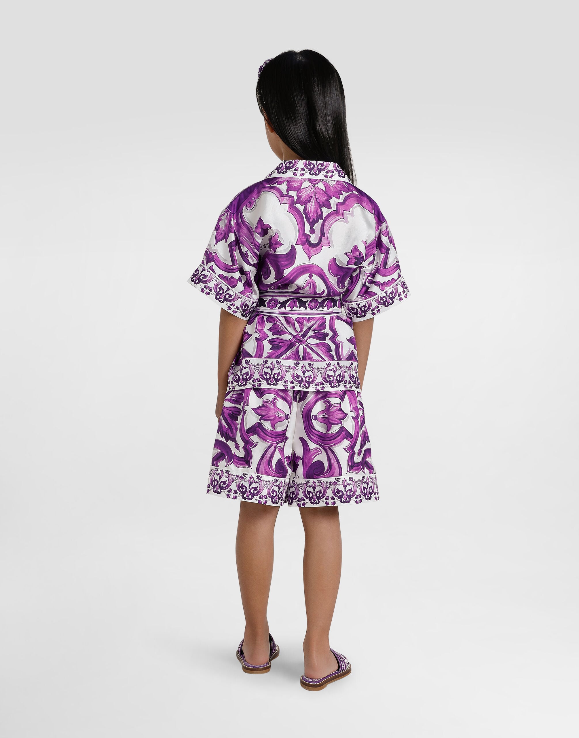 Majolica-print twill shirt in Multicolor for Girls | Dolce&Gabbana® US