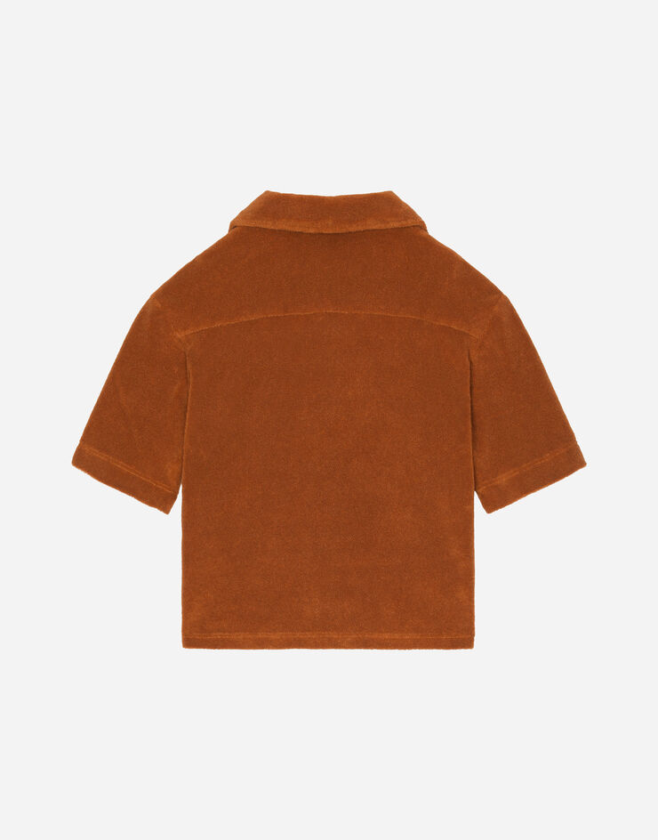 Dolce & Gabbana Terrycloth shirt with logo tag Brown L4JS47G7I8Z
