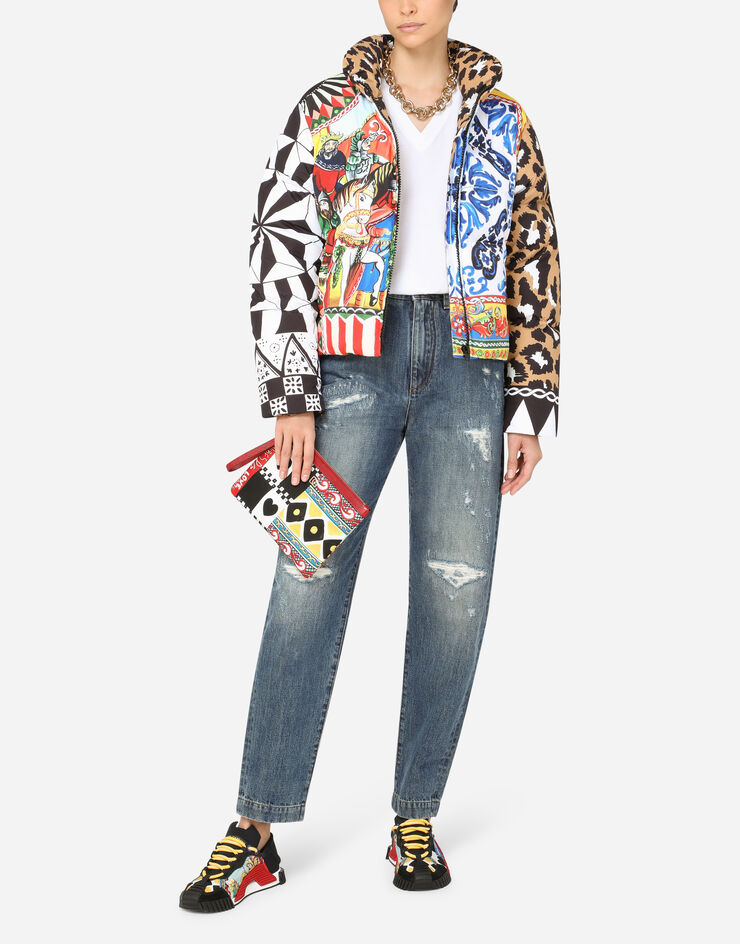 Dolce & Gabbana Padded nylon jacket with patchwork print MULTICOLOR I9514WFHMF2