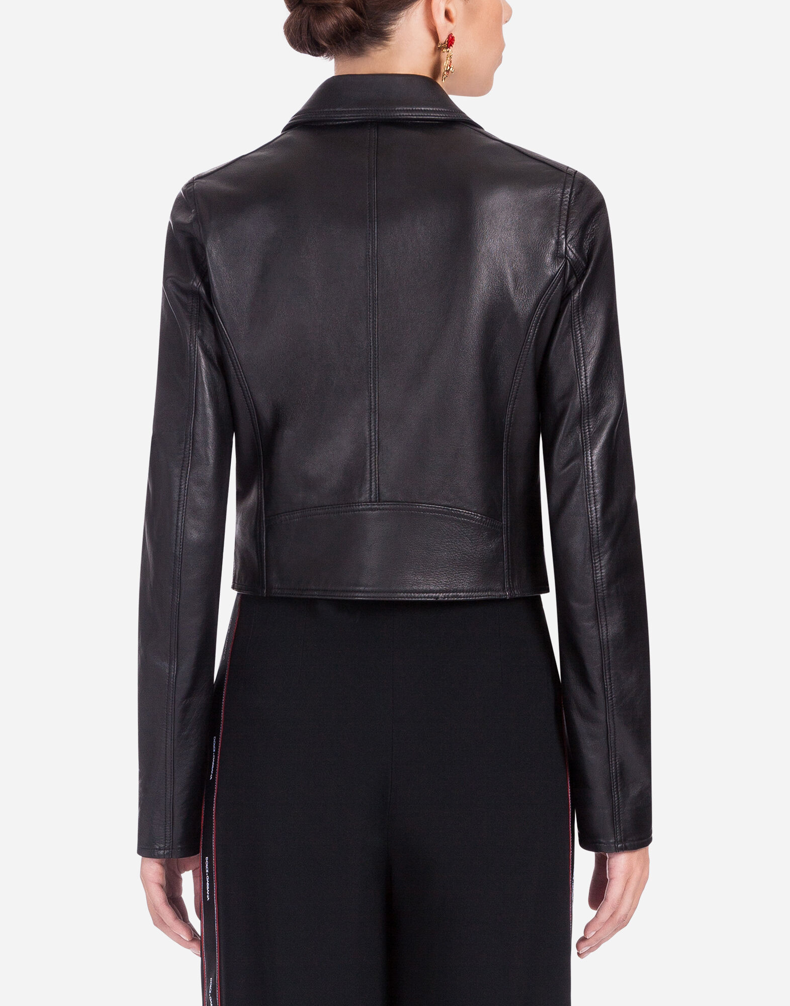 Dolce & Gabbana ブラックレザージャケット Leather biker jacket with tab details in Black for Women