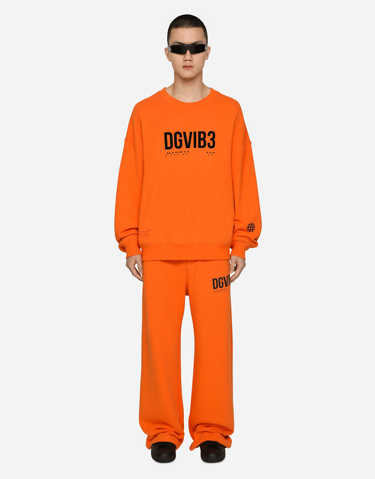 Dolce & Gabbana Jersey jogging pants with DGVIB3 print and logo Orange GZ6EATG7K3G