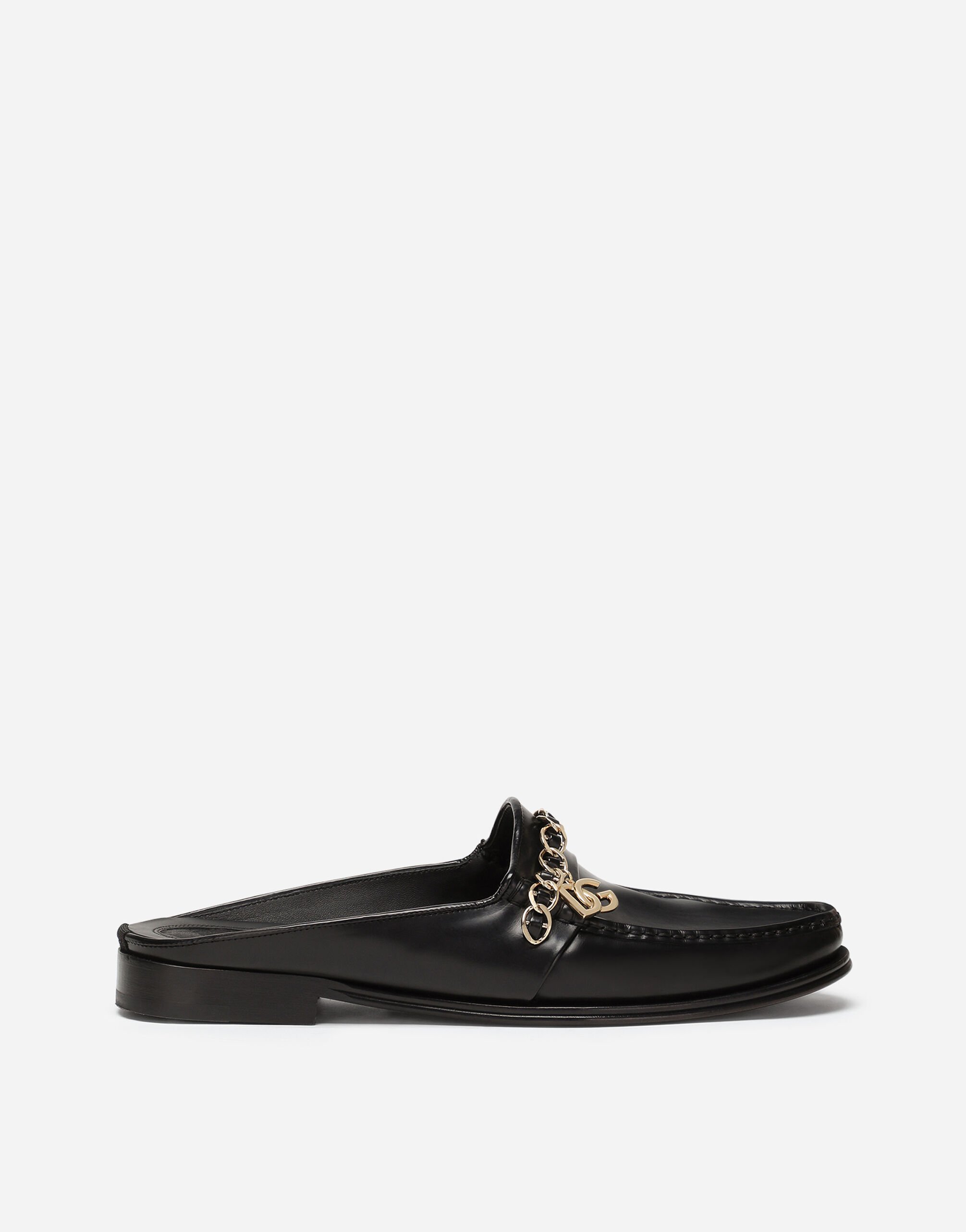 Dolce & Gabbana Calfskin nappa Visconti slippers Black BC4646AX622