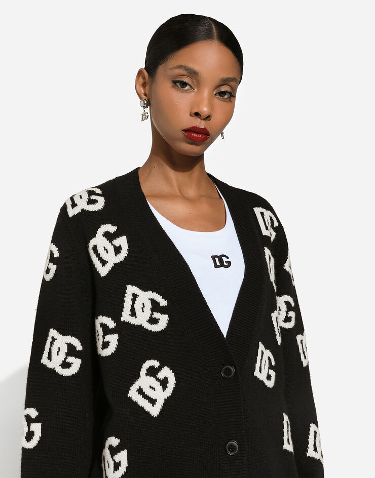 Dolce & Gabbana Cashmere cardigan with DG logo inlay Print FXJ36TJAWU0