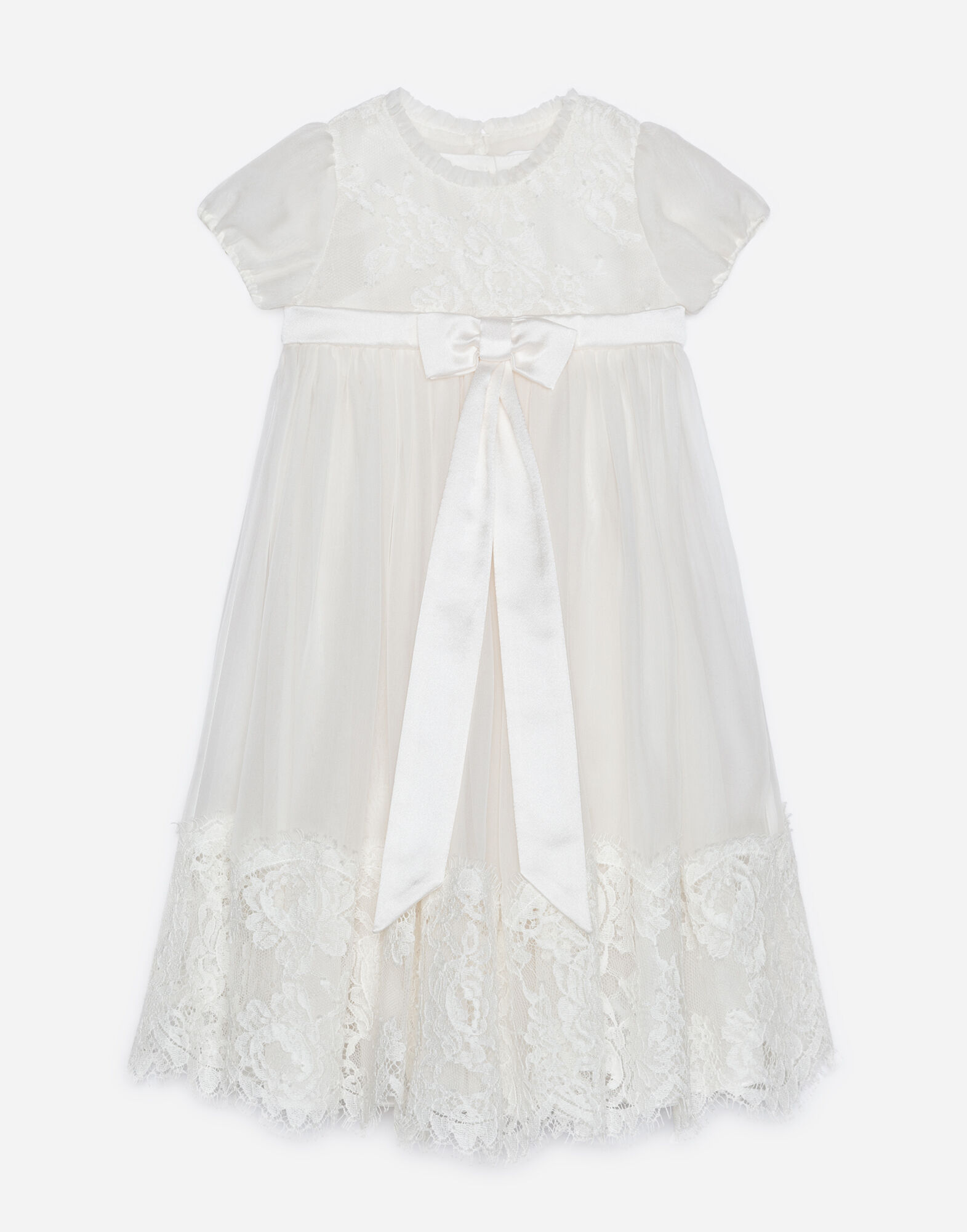 Dolce & Gabbana Chiffon-kleid aus seide und spitze Weiss L0EGG2FU1L6