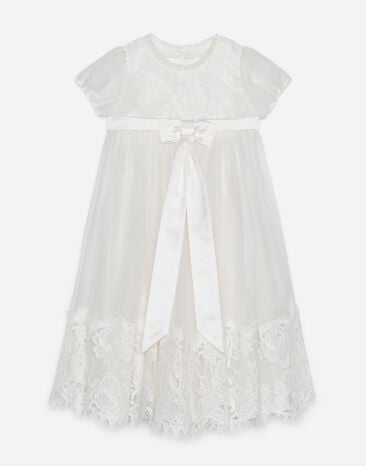 Dolce & Gabbana 蕾丝与真丝雪纺连衣裙 白 L0EGG2FU1L6