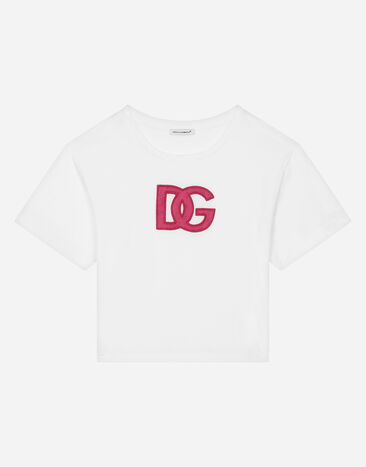 Dolce&Gabbana Jersey T-shirt with logo patch White L5JTHWG7KXR
