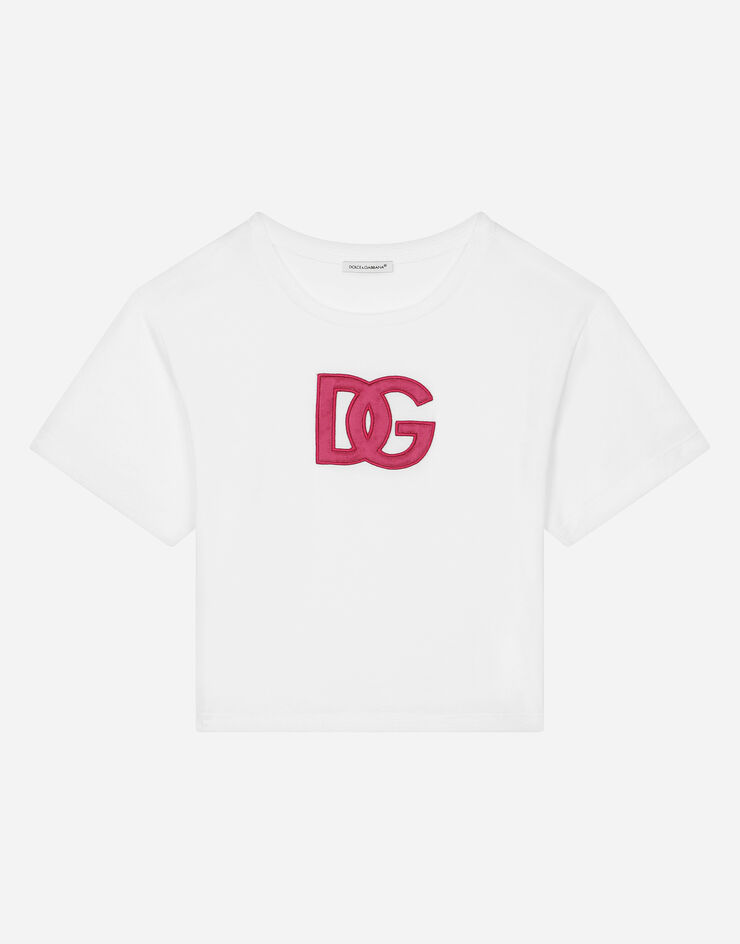 Dolce&Gabbana Jersey T-shirt with logo patch White L5JTHWG7KXR
