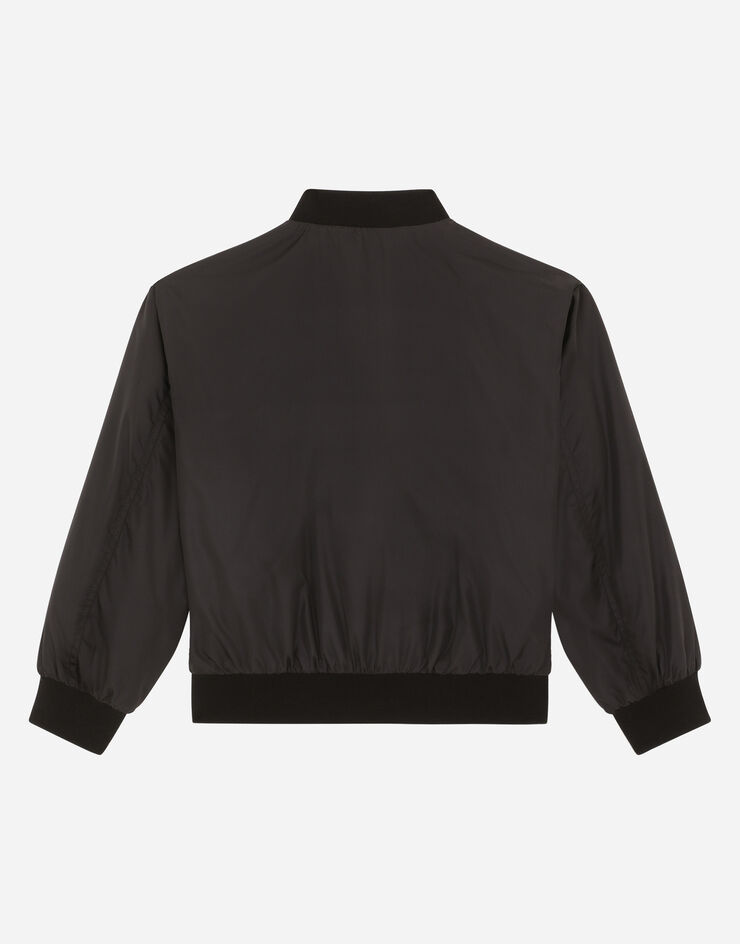 Dolce & Gabbana Nylon bomber jacket with logo tag Black L4JB2YG7A5W