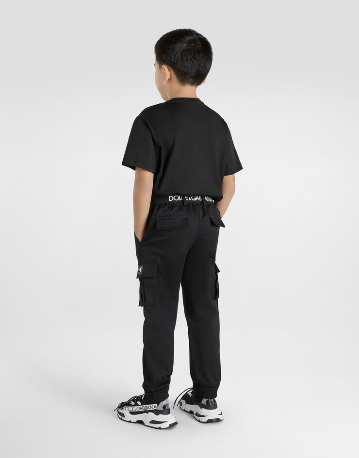 Dolce & Gabbana Jersey T-shirt with DG logo Black L4JTHVG7O5R
