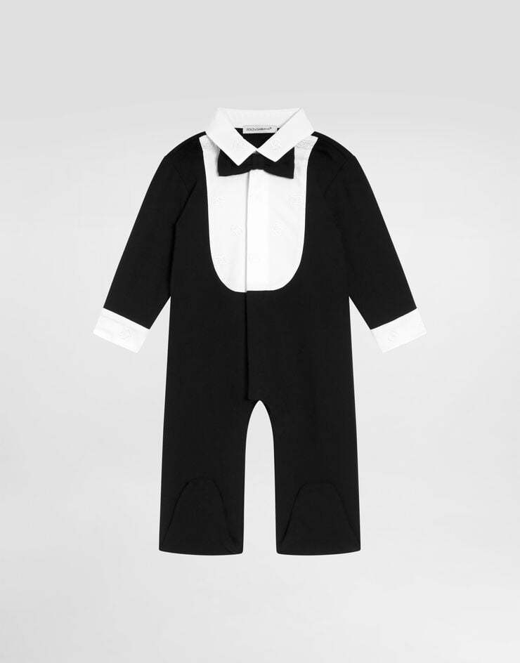 DolceGabbanaSpa Interlock romper with embroidered bow tie Multicolor L11O85G7K1I
