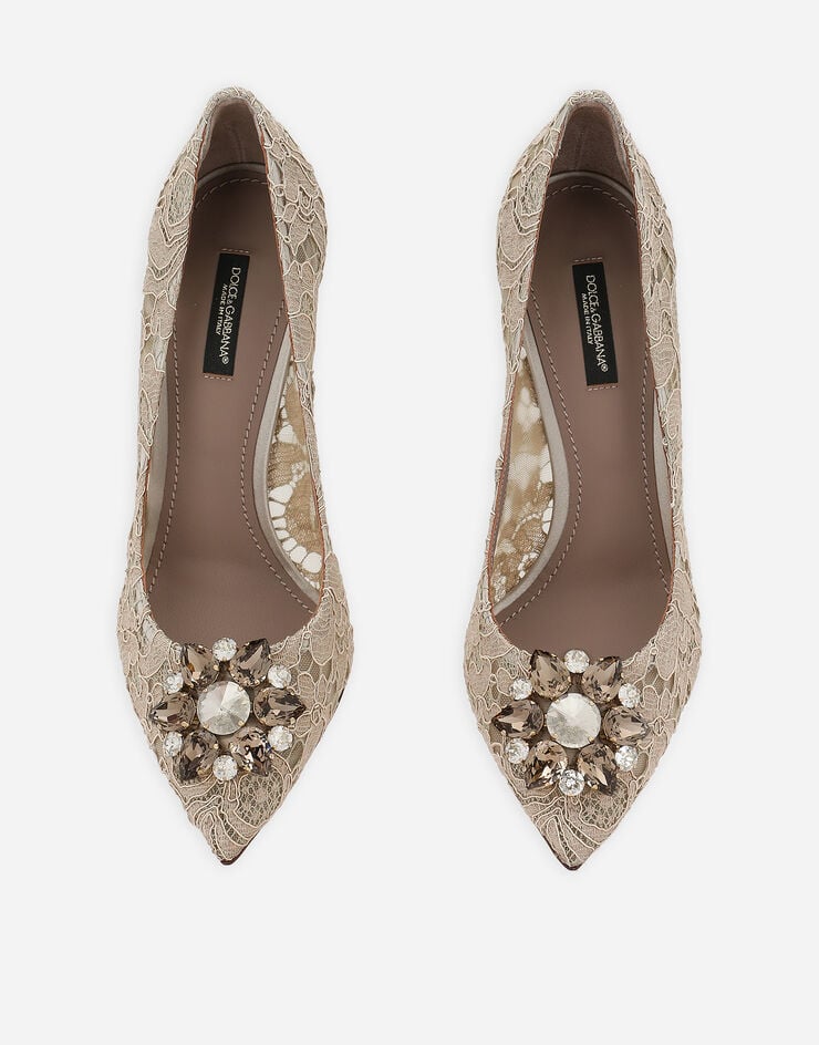 Dolce & Gabbana Lace rainbow pumps with brooch detailing Beige CD0101AL198