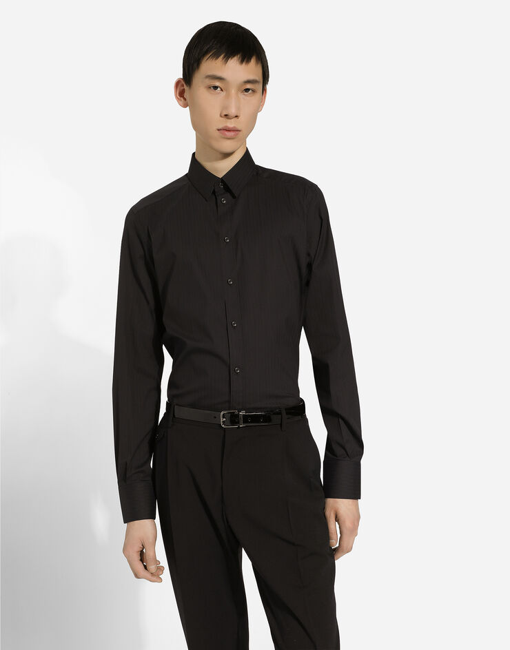 Dolce & Gabbana Camicia fit Gold in cotone stretch Nero G5EJ0TFRRD7