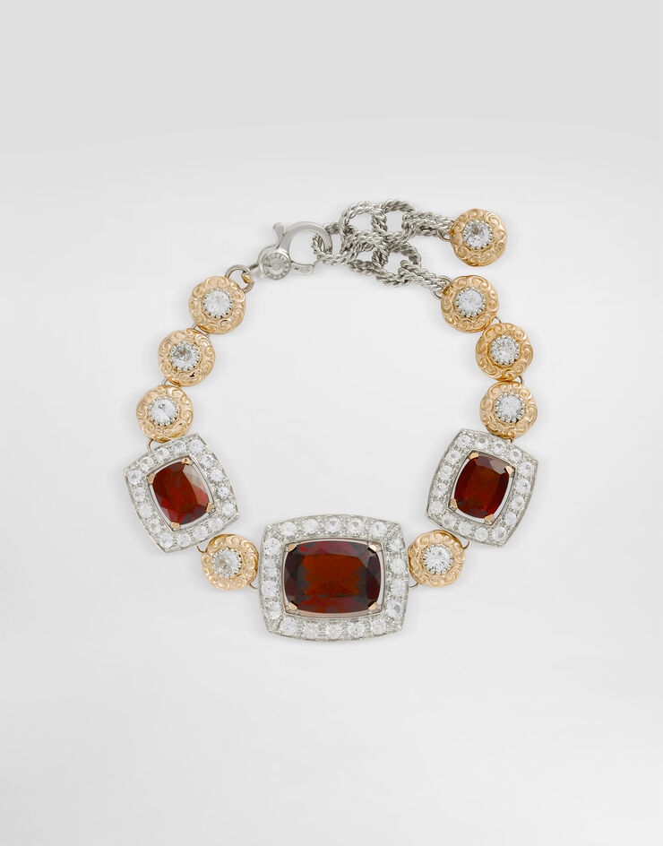 Dolce & Gabbana Eleganza Bracelet 18-carat white and rose gold, garnets, and sapphires White WBSA4GWGAR1
