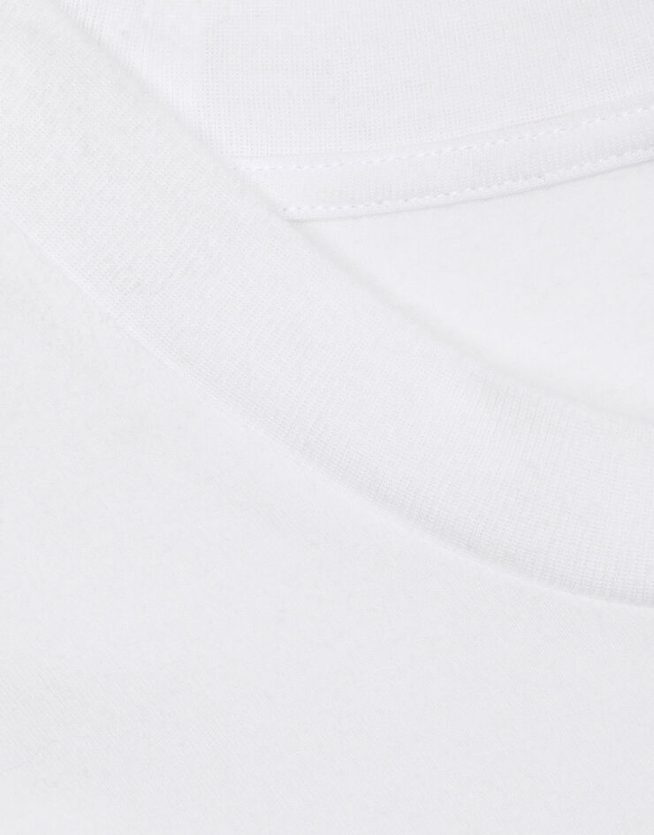 Dolce & Gabbana T-shirt cropped in jersey con lettering DG Bianco F8U78TGDB6T