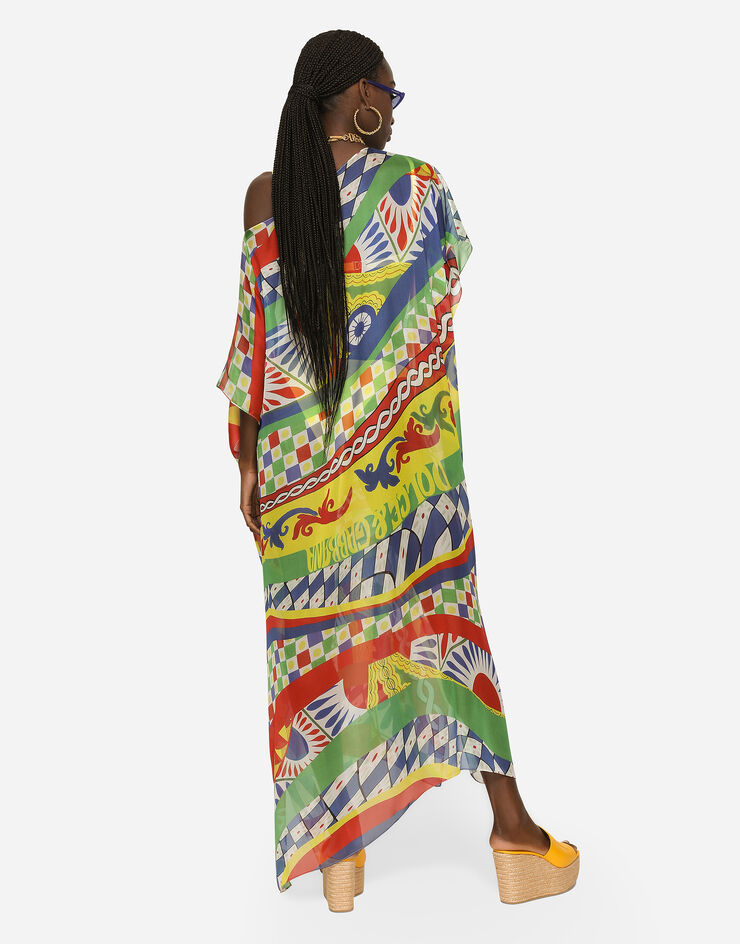 Dolce&Gabbana Carretto-print chiffon caftan Multicolor F6COYTHI1NN
