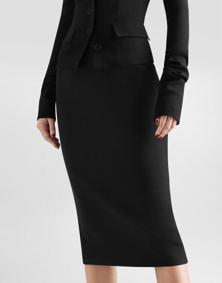 Dolce & Gabbana Stretch wool skirt Black F4DEJTFUBCE