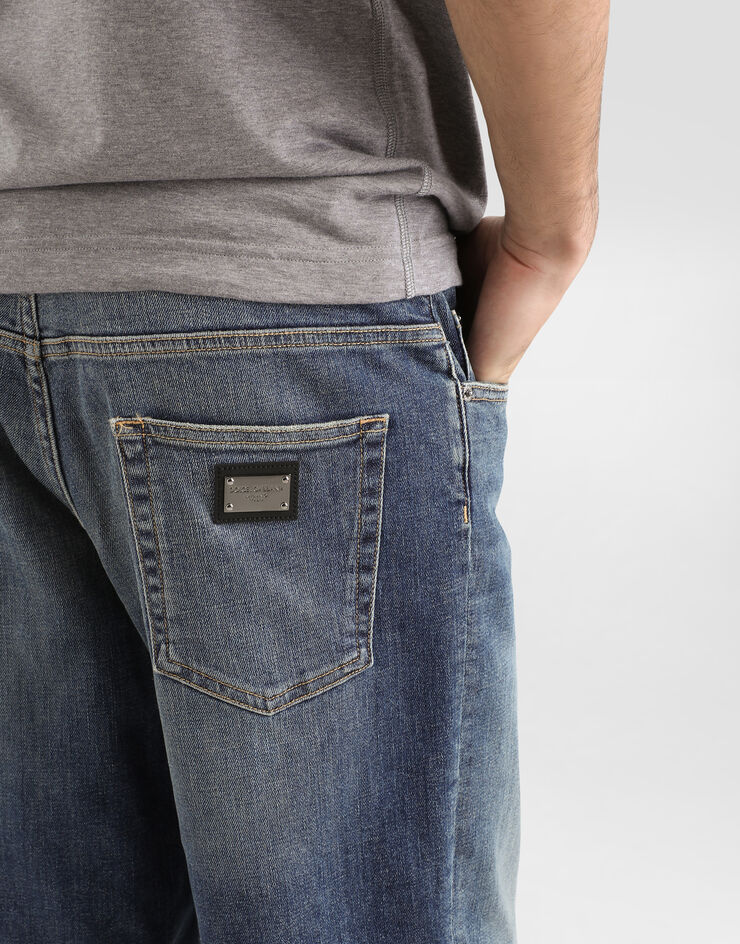 Dolce & Gabbana Bermuda en denim stretch bleu clair lavé Multicolore GWNXADG8GW9