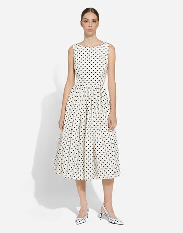 Dolce & Gabbana Cotton calf-length circle dress with polka-dot print Print F6JHVTHS5R7