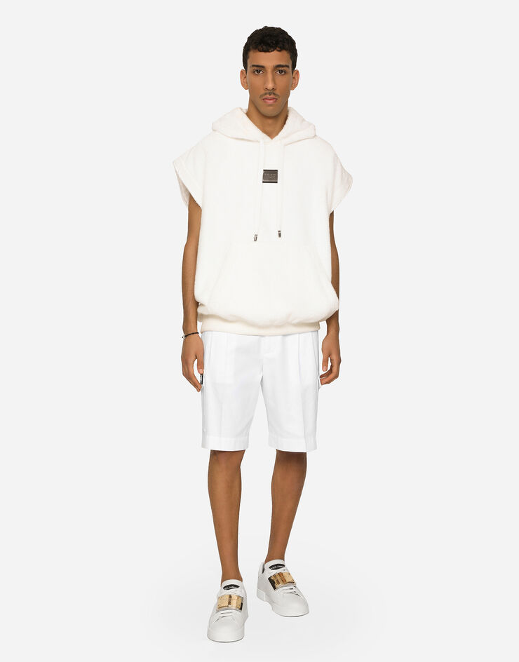 Dolce&Gabbana Cotton gabardine cargo shorts with logo tag White GW3JATFU6ZE