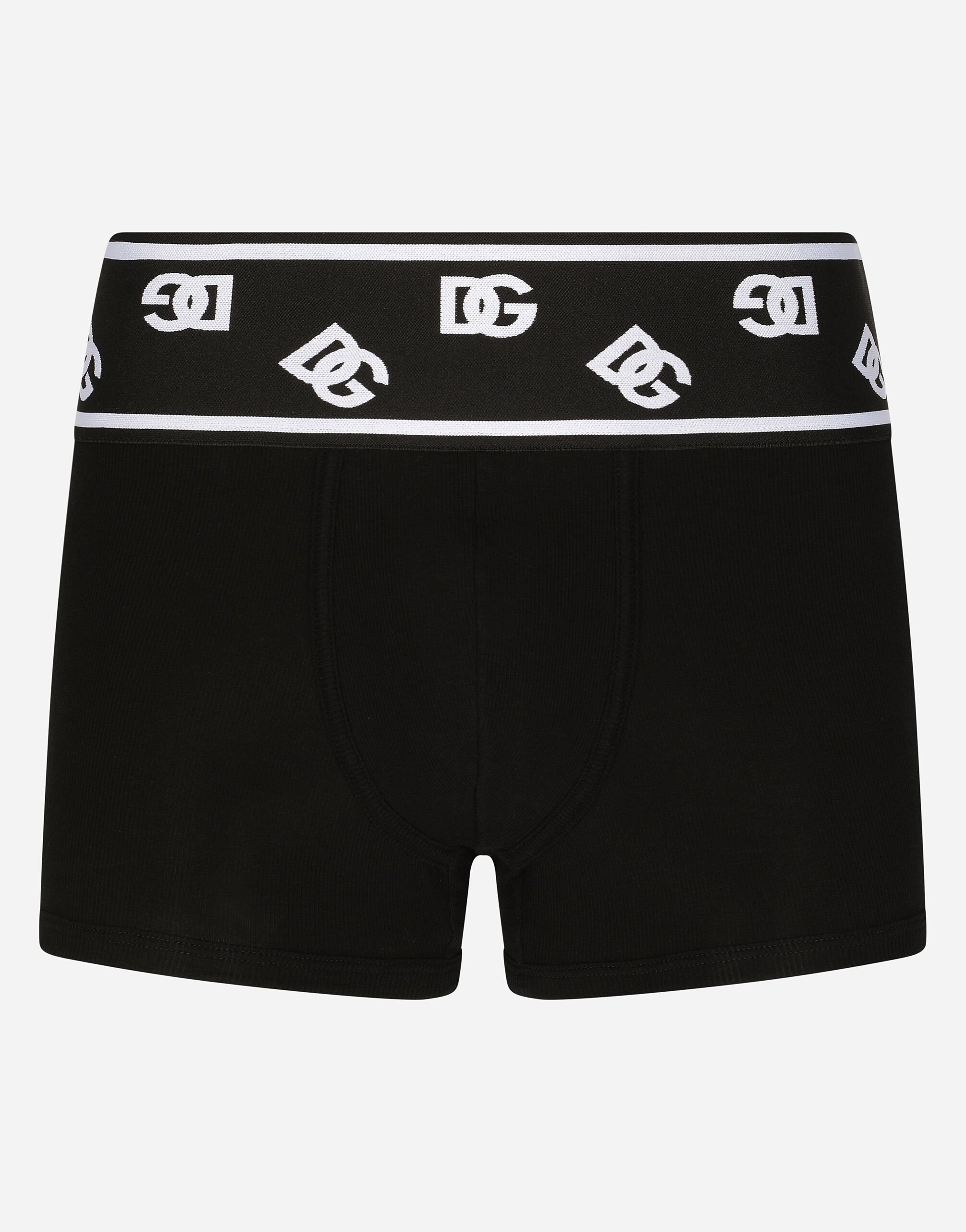 Dolce & Gabbana Fine-rib cotton boxers with DG logo Grey M3D03JONN97