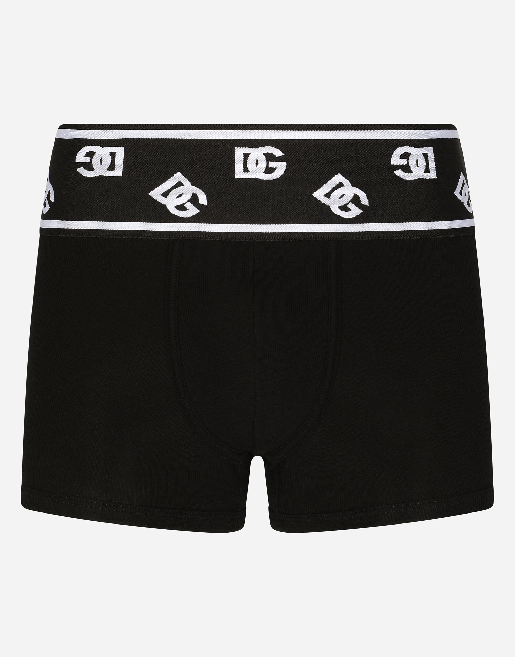 Dolce & Gabbana Fine-rib cotton boxers with DG logo Grey M3D03JONN97