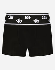Dolce & Gabbana Fine-rib cotton boxers with DG logo Black M3A27TFU1AU
