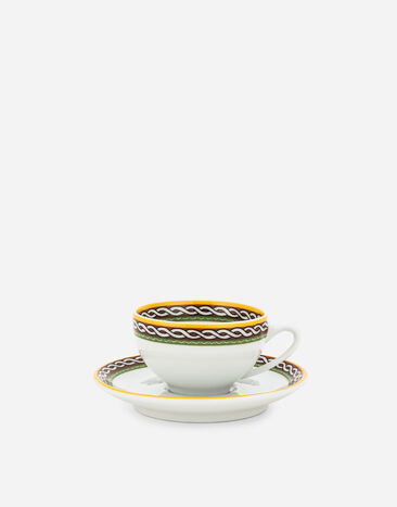 Dolce & Gabbana Set 2 Porcelain Espresso Cups with Saucers Multicolor TC0S12TCALI