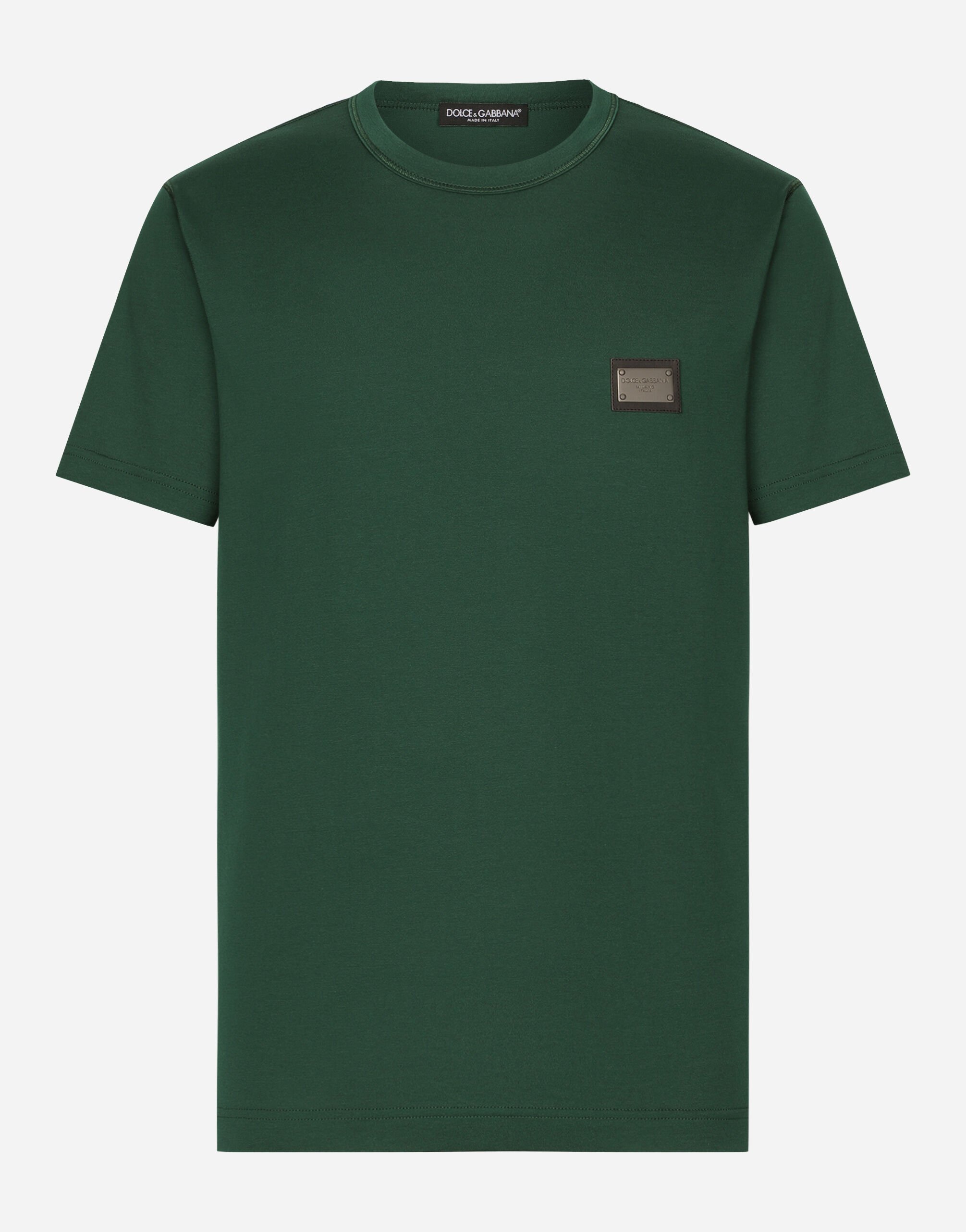 Camiseta de algodon con placa con logotipo en Multicolore de Hombre Dolce Gabbana