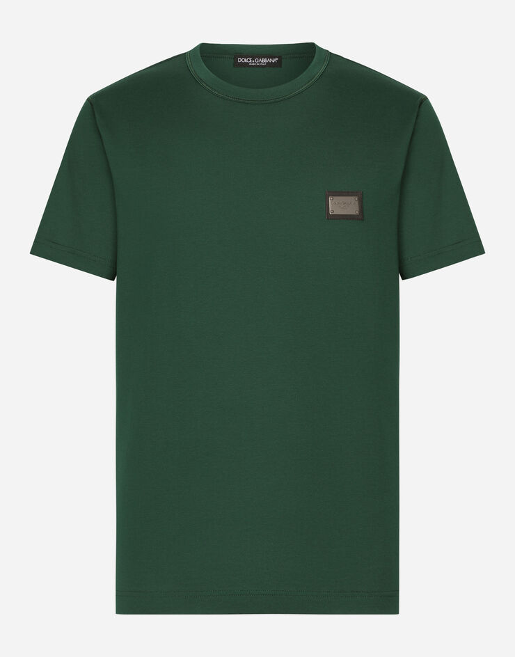 Dolce&Gabbana Cotton T-shirt with branded tag Multicolor G8PT1TG7F2I