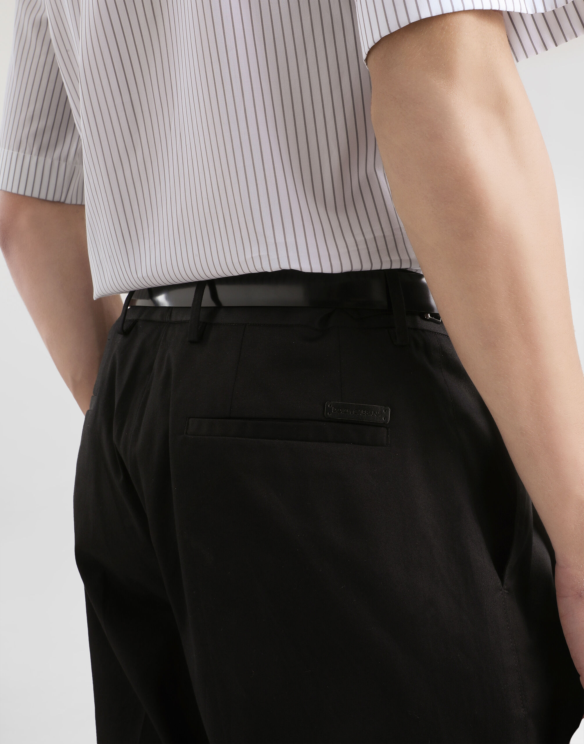 Cotton gabardine trousers in Black for Men | Dolce&Gabbana®