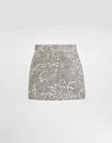 Dolce & Gabbana Low-waisted skirt in lamé floral jacquard Silver F4A8CTFJZAL