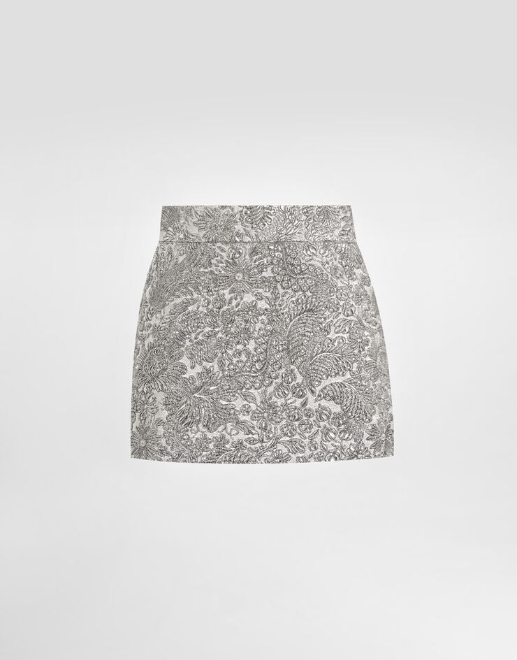 Dolce & Gabbana Gonna a vita bassa in jacquard floreale lamé Argento F4A8CTFJZAL