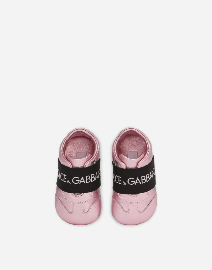 Dolce & Gabbana Newborn slip-on sneakers in laminated nappa leather Pink DK0142AA462